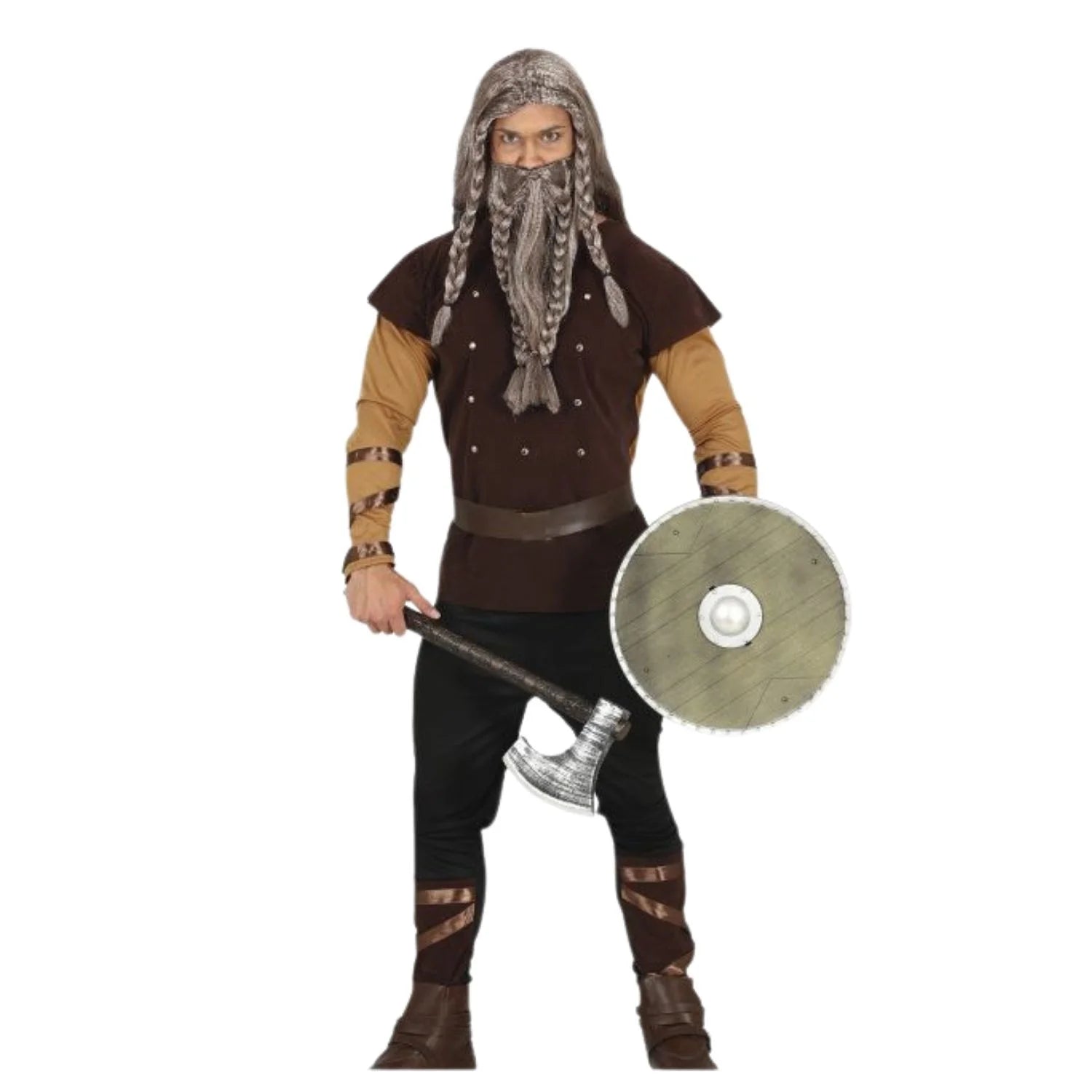 Disfraz vikingo o bárbaro con casaca y cinturón