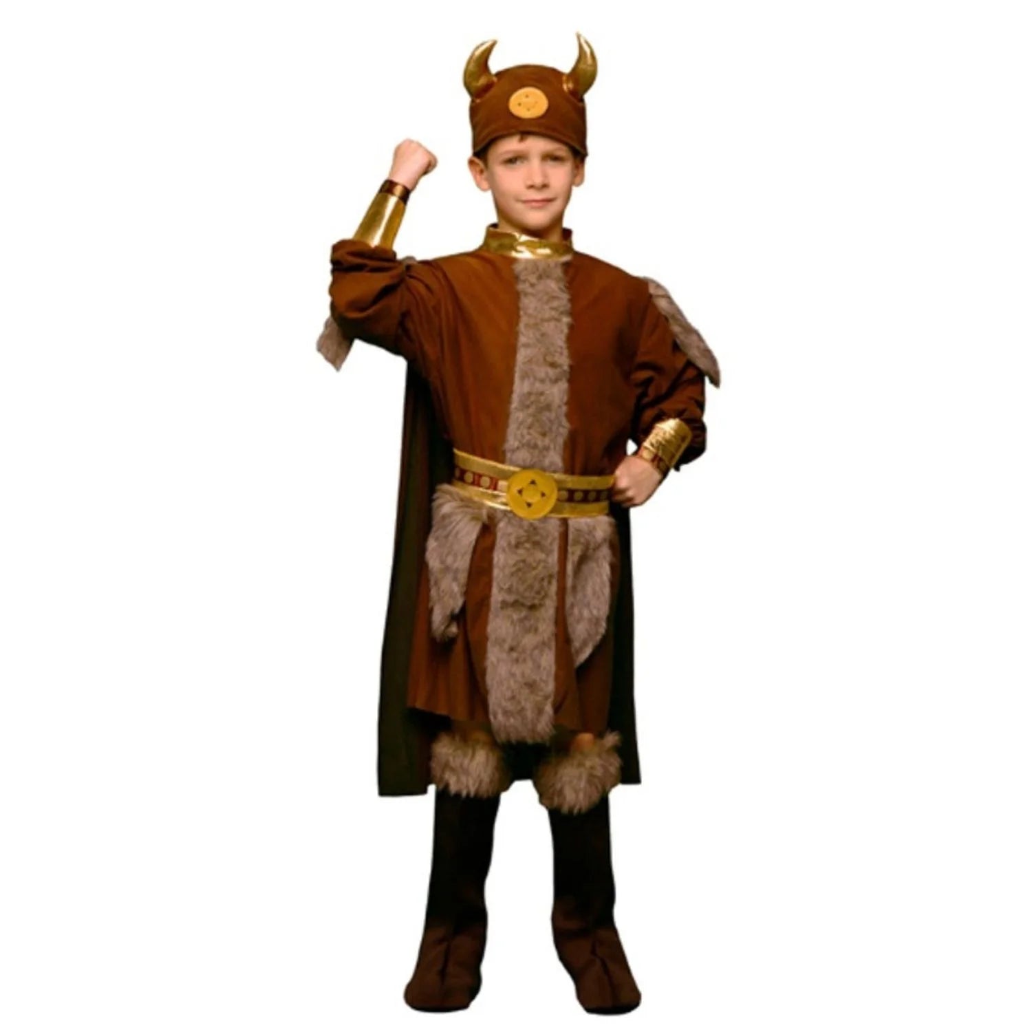 Disfraz vikingo para infantil con traje, capa, botas, cinturón y casco