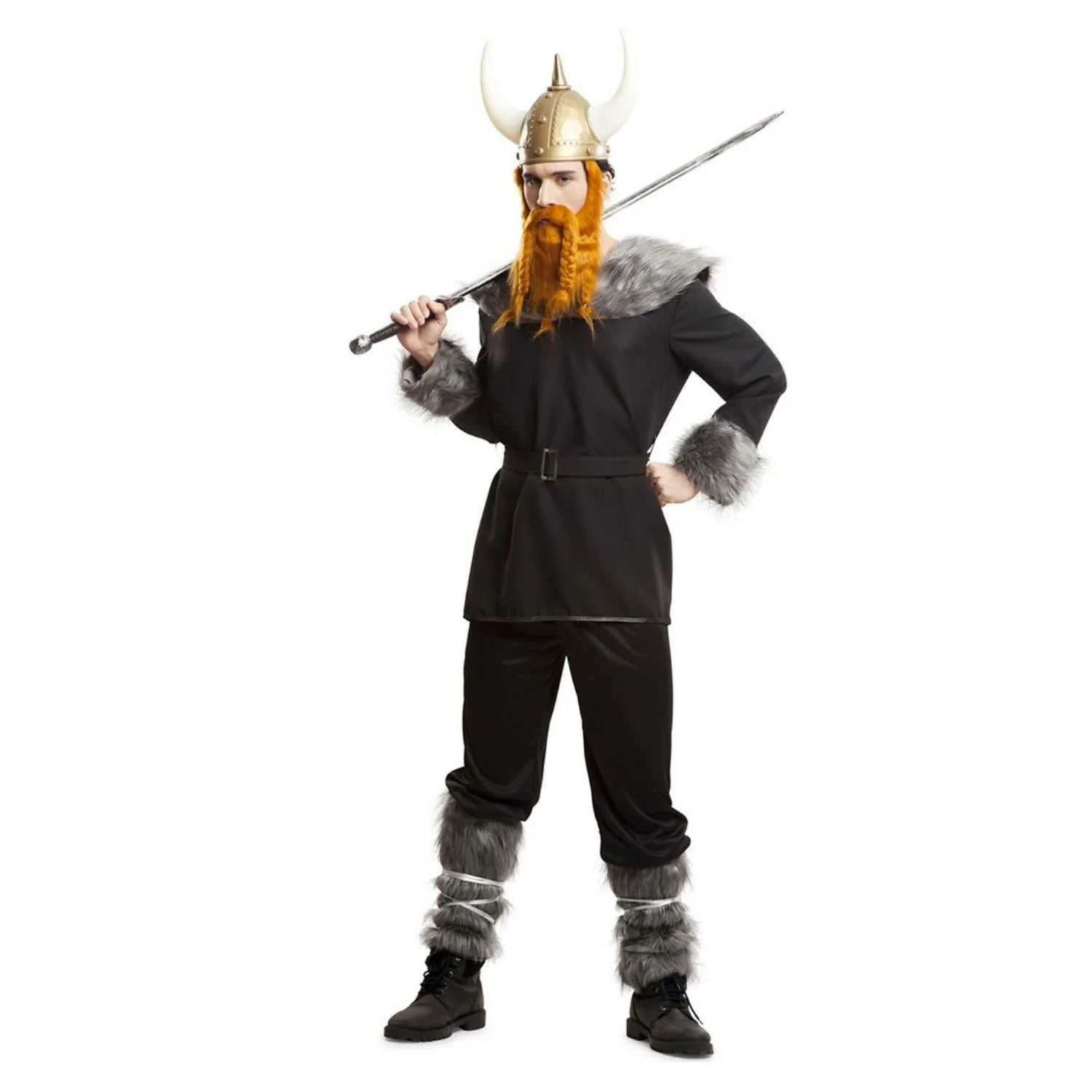 Disfraz vikingo salvaje para chico con casco y calentadores