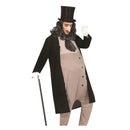 Disfraz de villano pingüino para adulto con chaqueta negra, mono y pañuelo decorativo