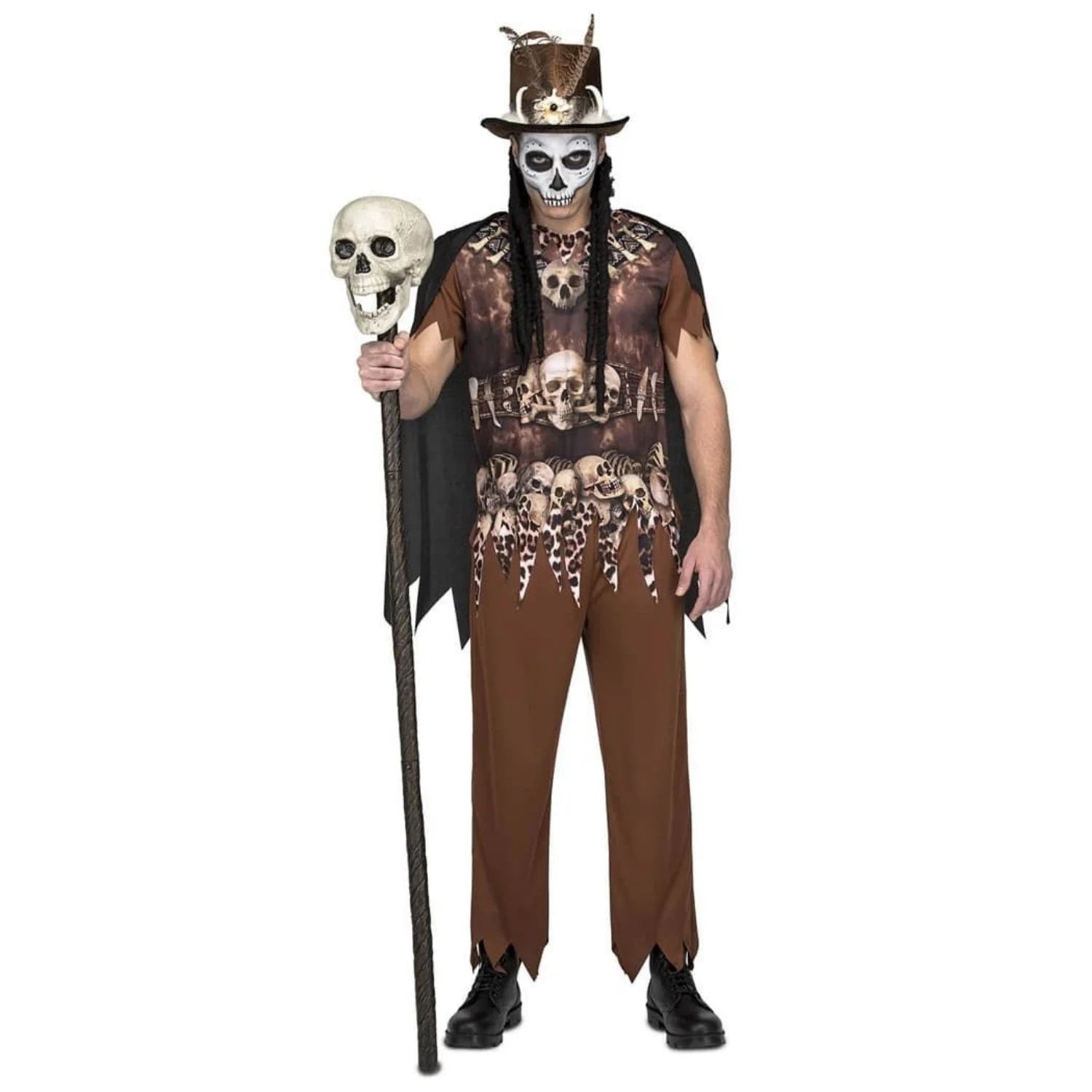 Hombre con disfraz Voodoo Caníbal para Halloween y fiestas de terror