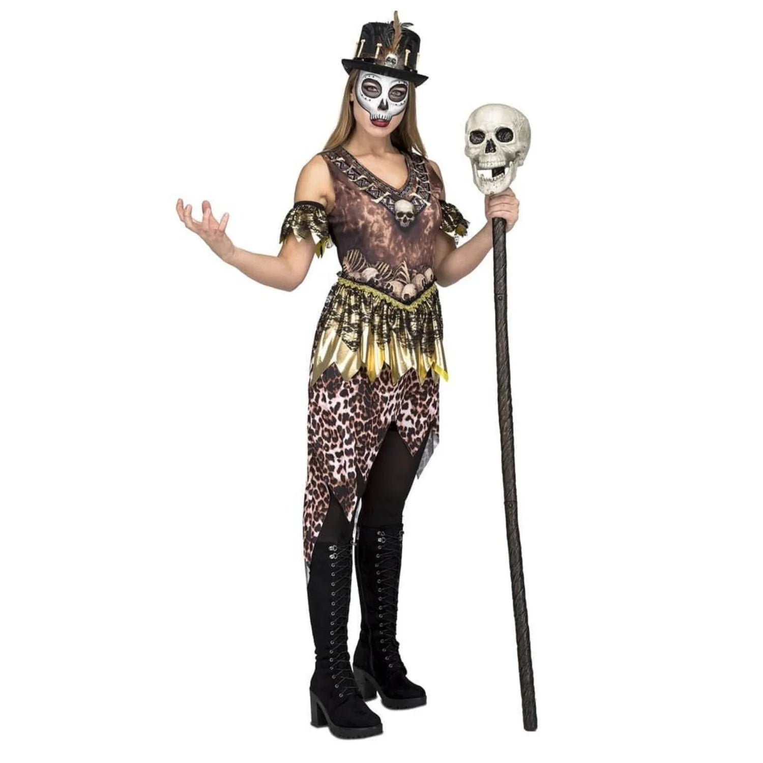 Mujer con disfraz Voodoo Caníbal para Halloween y fiestas de terror