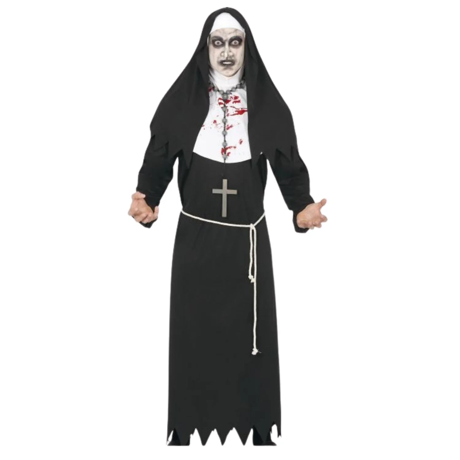 Disfraz zombie monja adulto con túnica y cofia para Halloween
