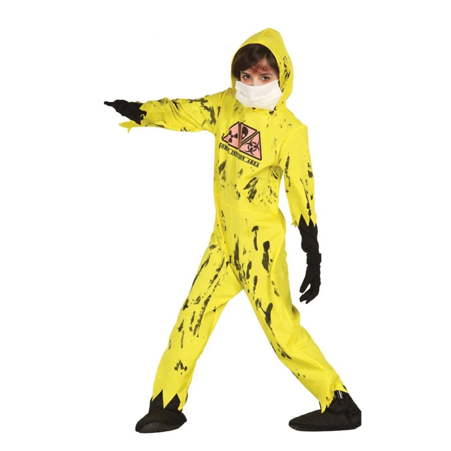 Disfraz Zombie Nuclear infantil con mono y capucha para Halloween