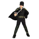 Disfraz Zorro infantil negro con capa, antifaz y cubrebotas