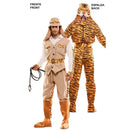Adulto con doble disfraz reversible de cazador y tigre para Carnaval