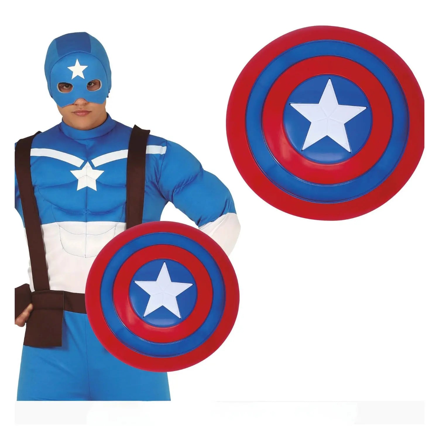 Escudo de superhéroe con estrella para disfraz de carnaval