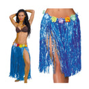 falda hawaiana azul con flores 55 cm complemento para look tropical o fiesta veraniega