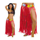 falda hawaiana roja con flores 75 cm complemento para look tropical o fiesta veraniega