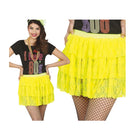 falda amarilla neón estilo años 80 complemento para look retro en fiestas temáticas