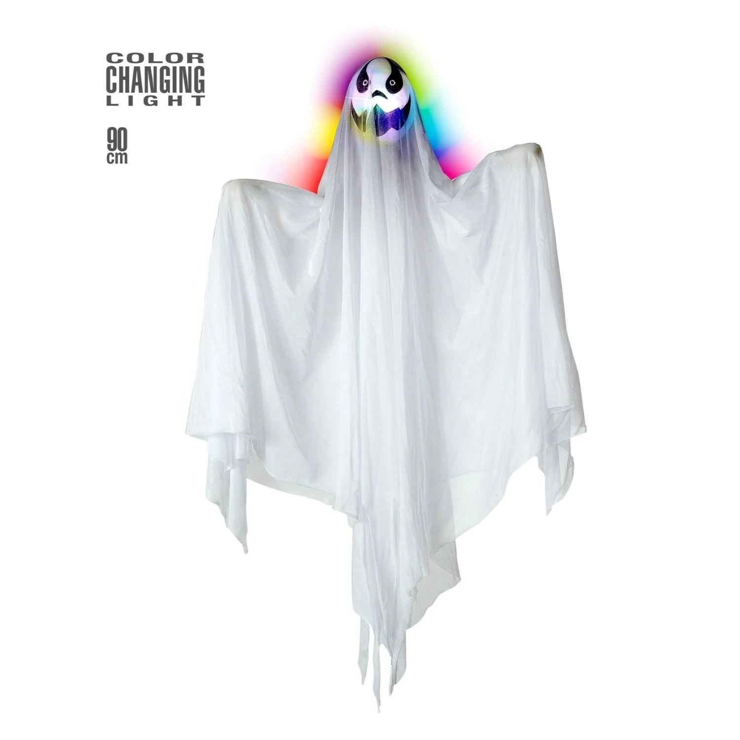 fantasma colgante con luces de colores cambiantes para decoracion halloween 90 cm