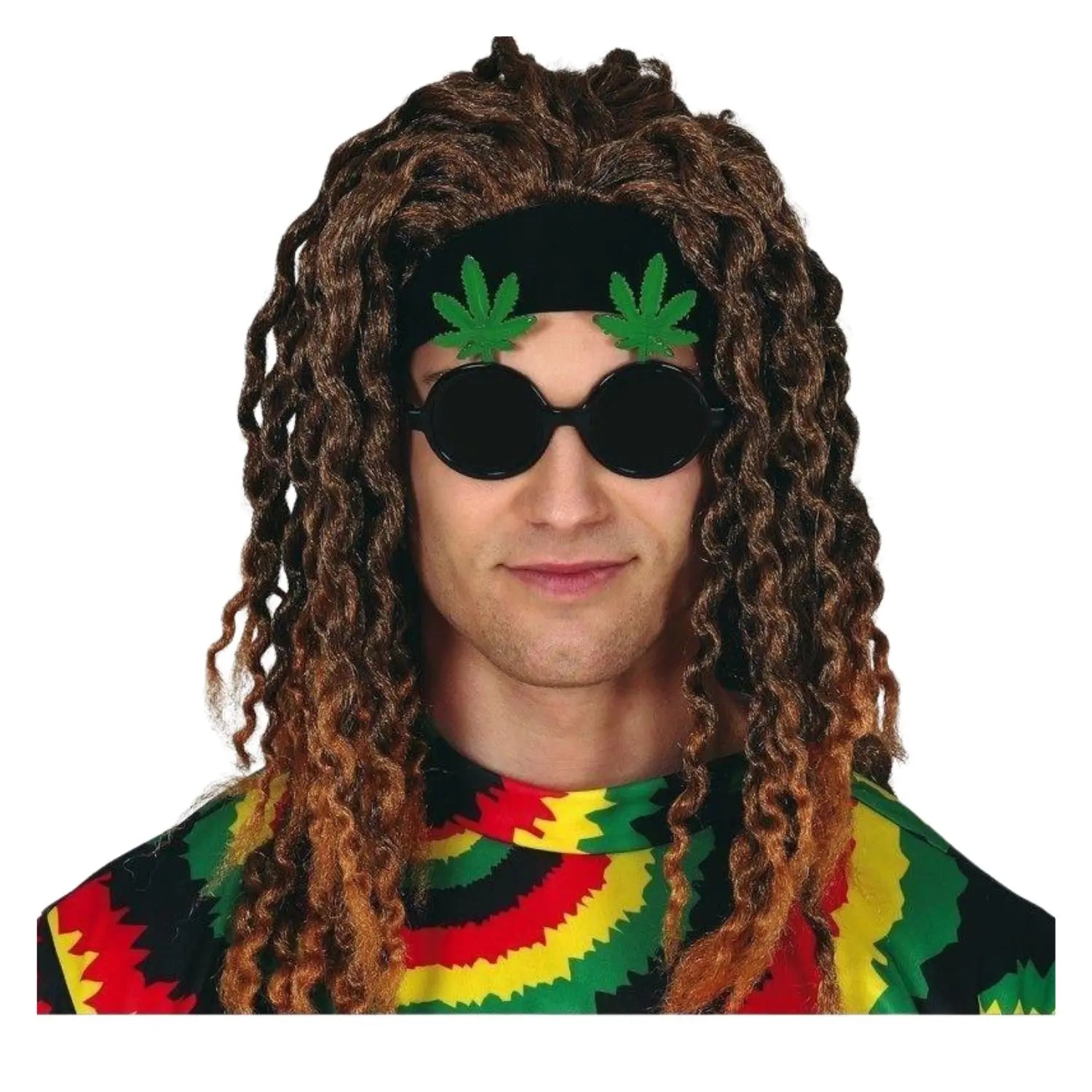Gafas decorativas con hojas de marihuana para disfraces hippies y fiestas temáticas