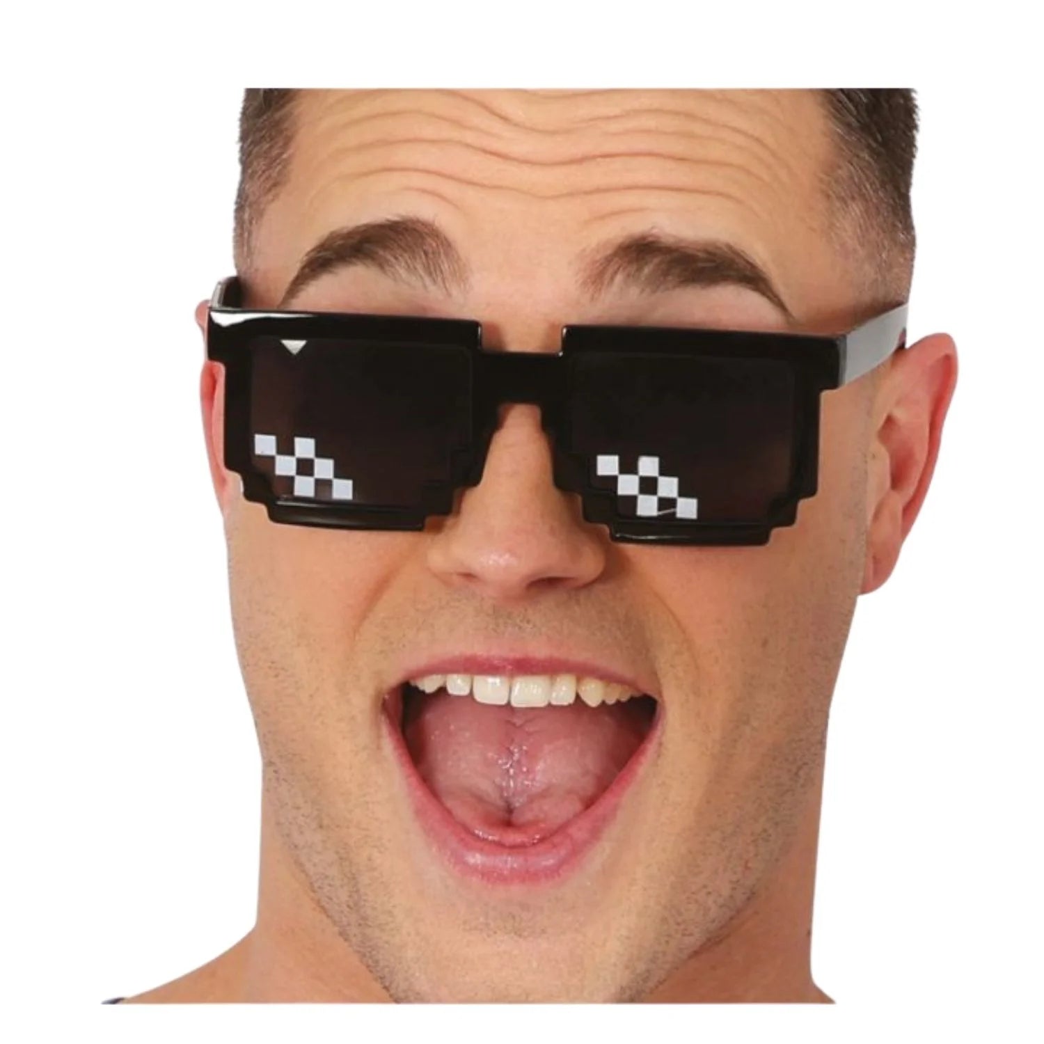 gafas pixel negras complemento para look gamer o estilo meme viral