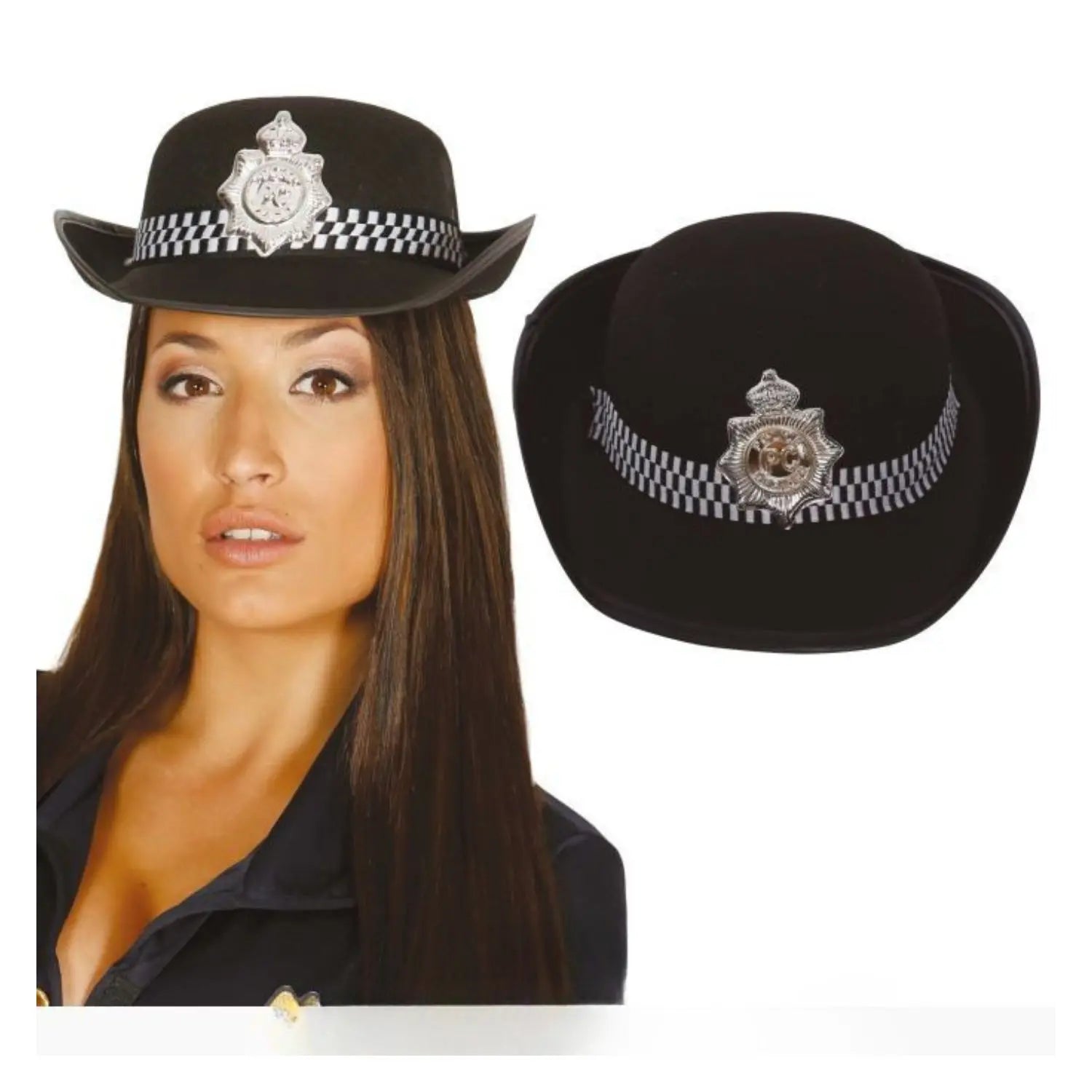 Gorra de policía con placa para adulto complemento policial