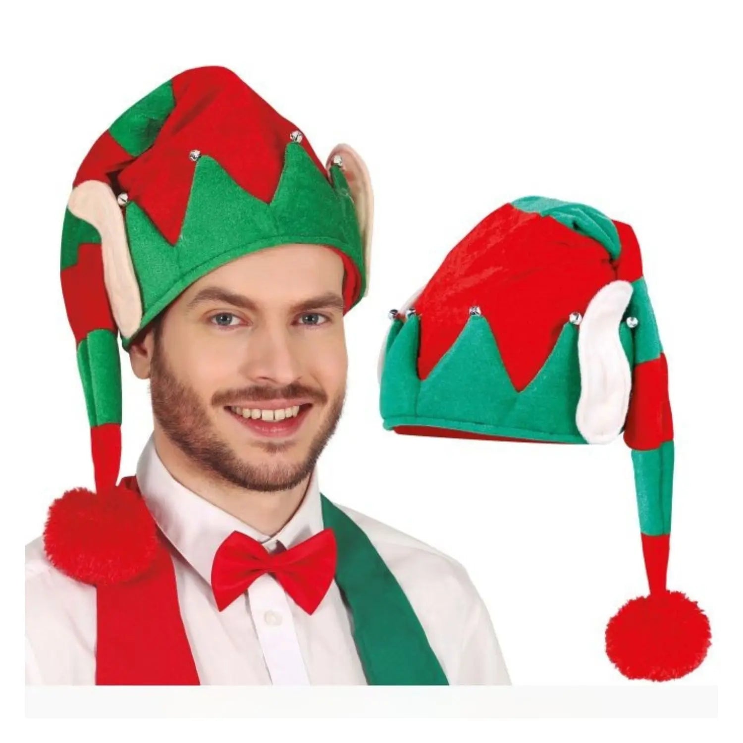 Gorro de Papá Noel con orejas de elfo incorporadas accesorio navideño
