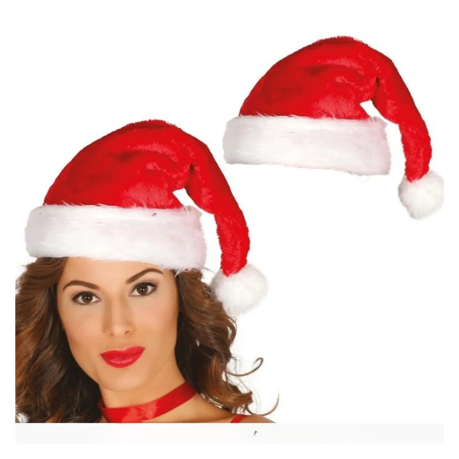 Gorro de Papá Noel rojo con borde blanco complemento navideño