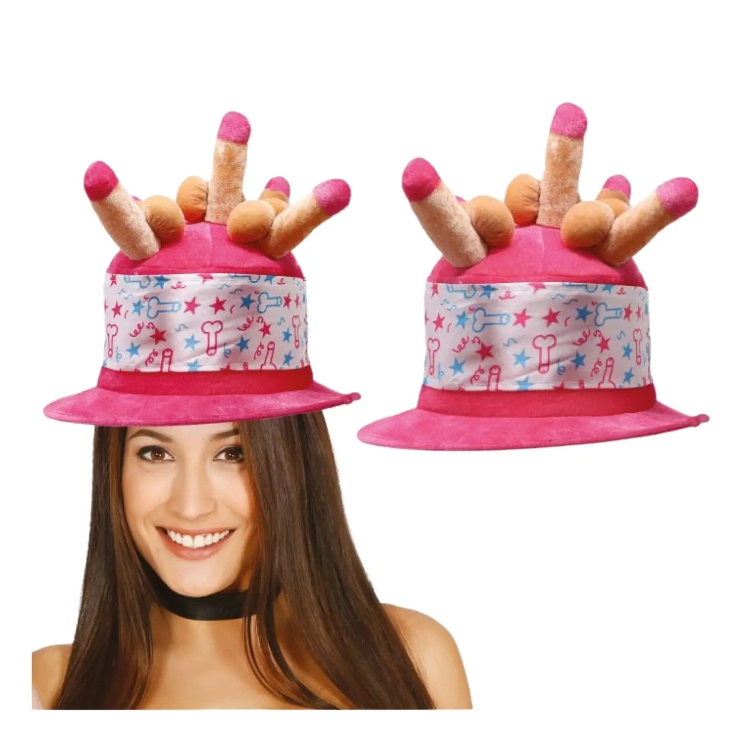 gorro pastel con penes para disfraz divertido en despedidas o fiestas