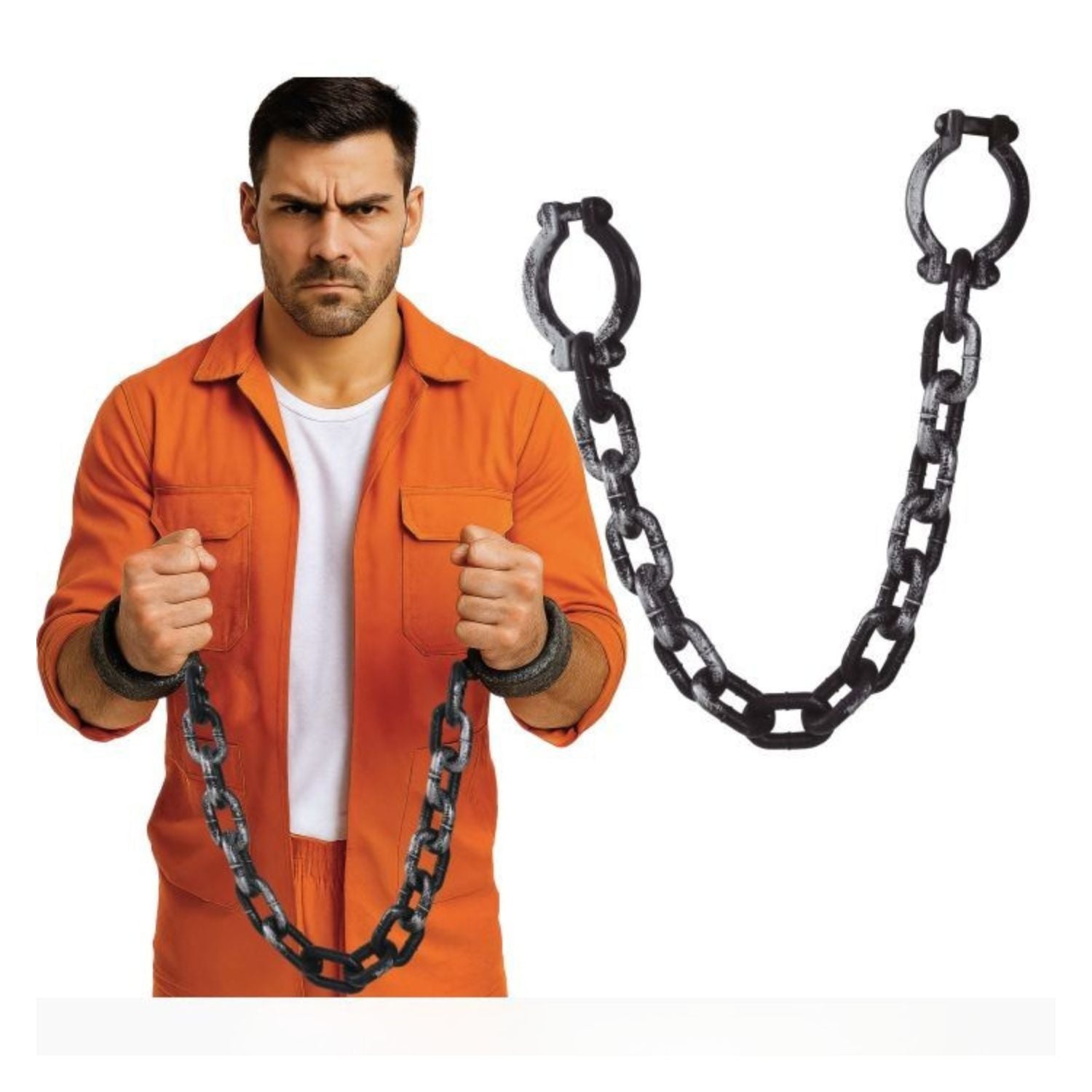Grilletes medievales con cadena accesorio para disfraz de prisionero