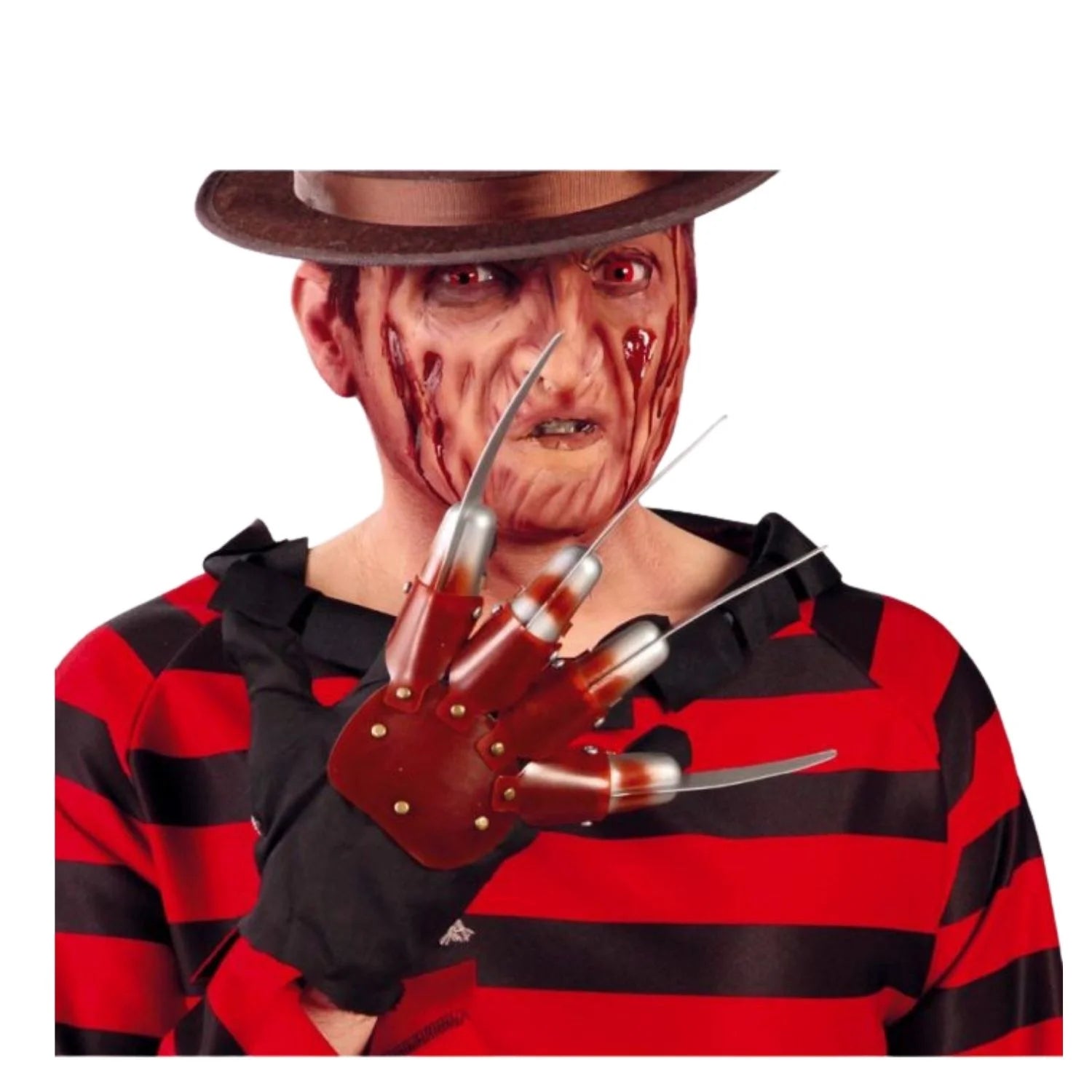 guante de cuchillas estilo Freddy terror para look halloween pesadilla