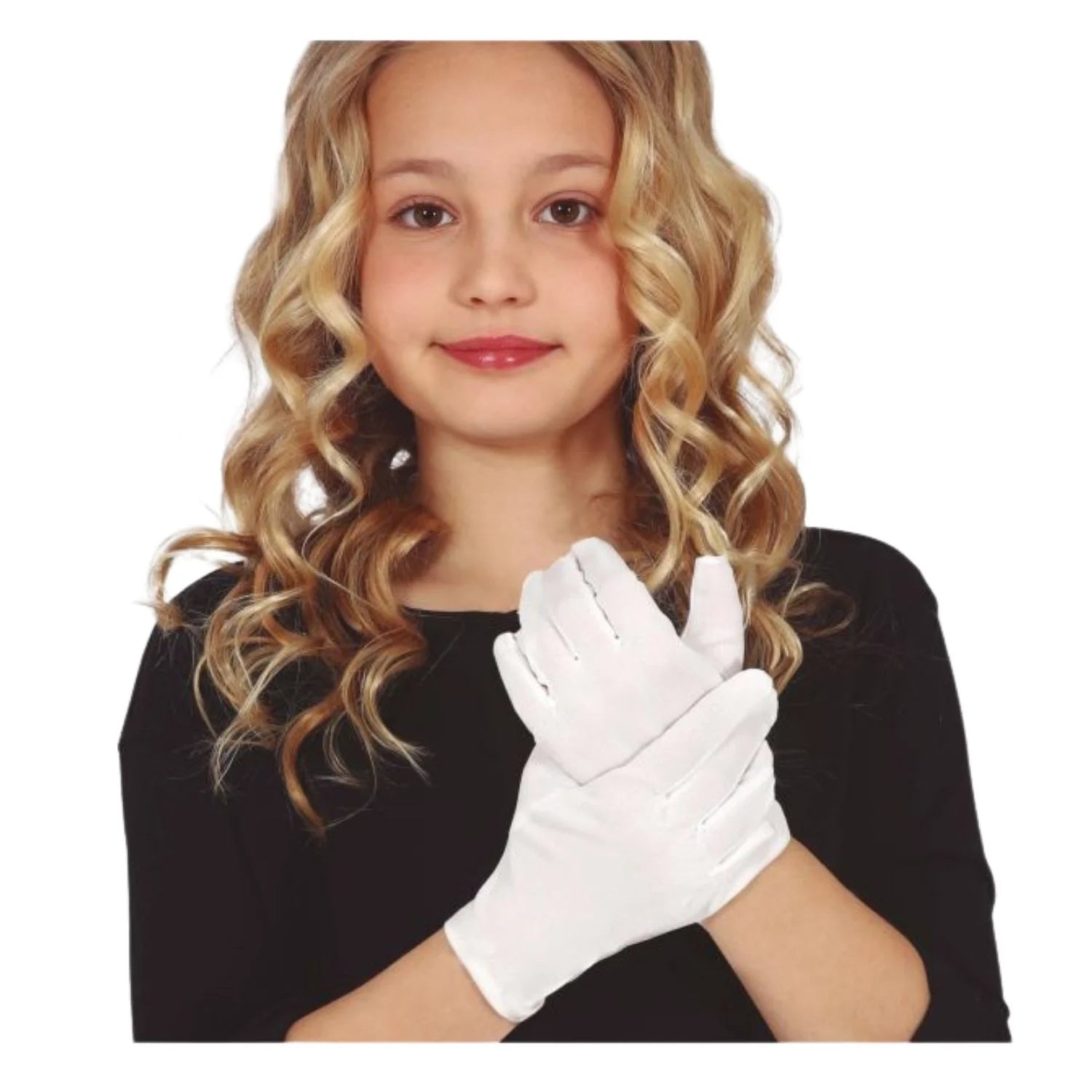 guantes blancos infantiles de 17 cm elegantes para look clásico y eventos infantiles