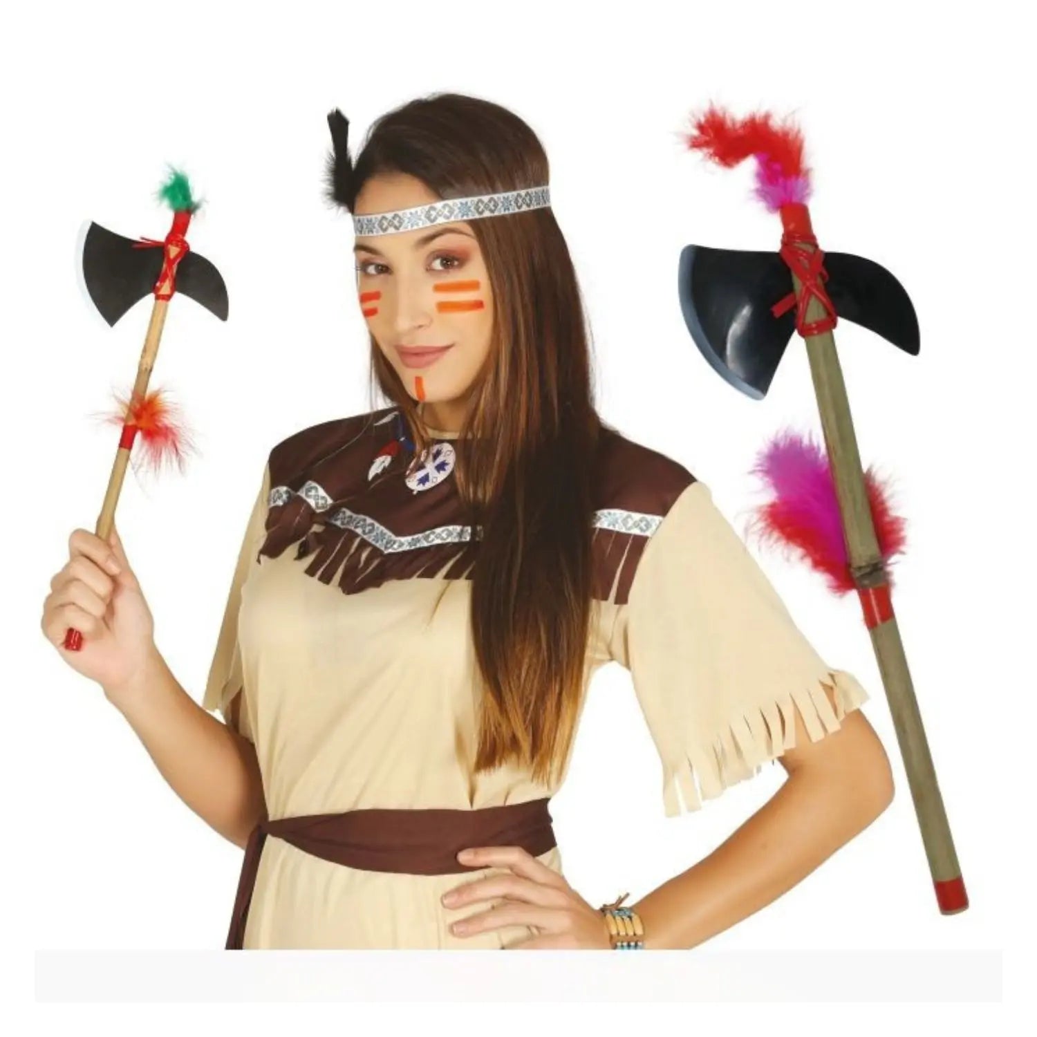 hacha india 35 cm accesorio para disfraz de indio carnaval