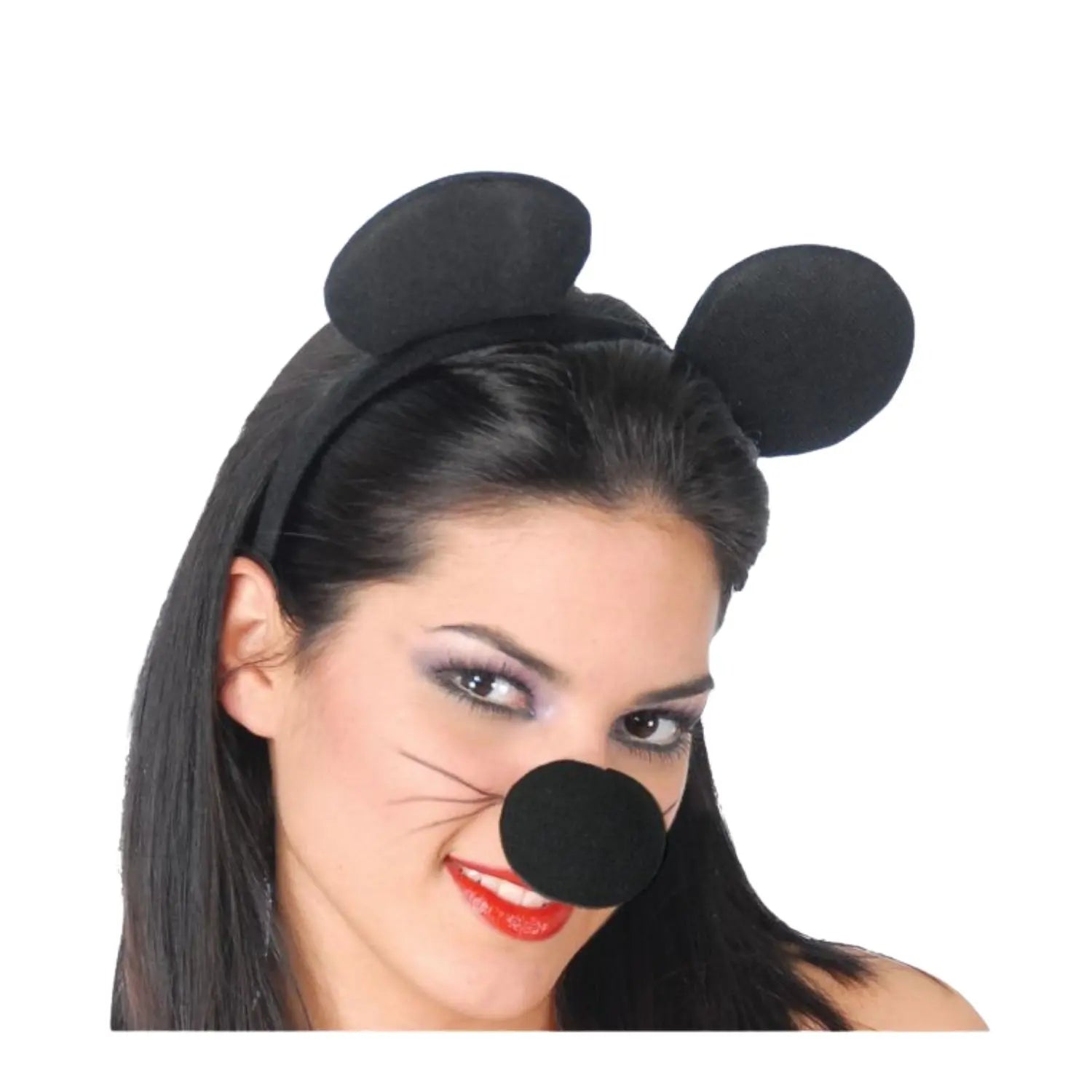 diadema de ratón negro con orejas complemento para look de dibujos animados en Carnaval o fiestas temáticas