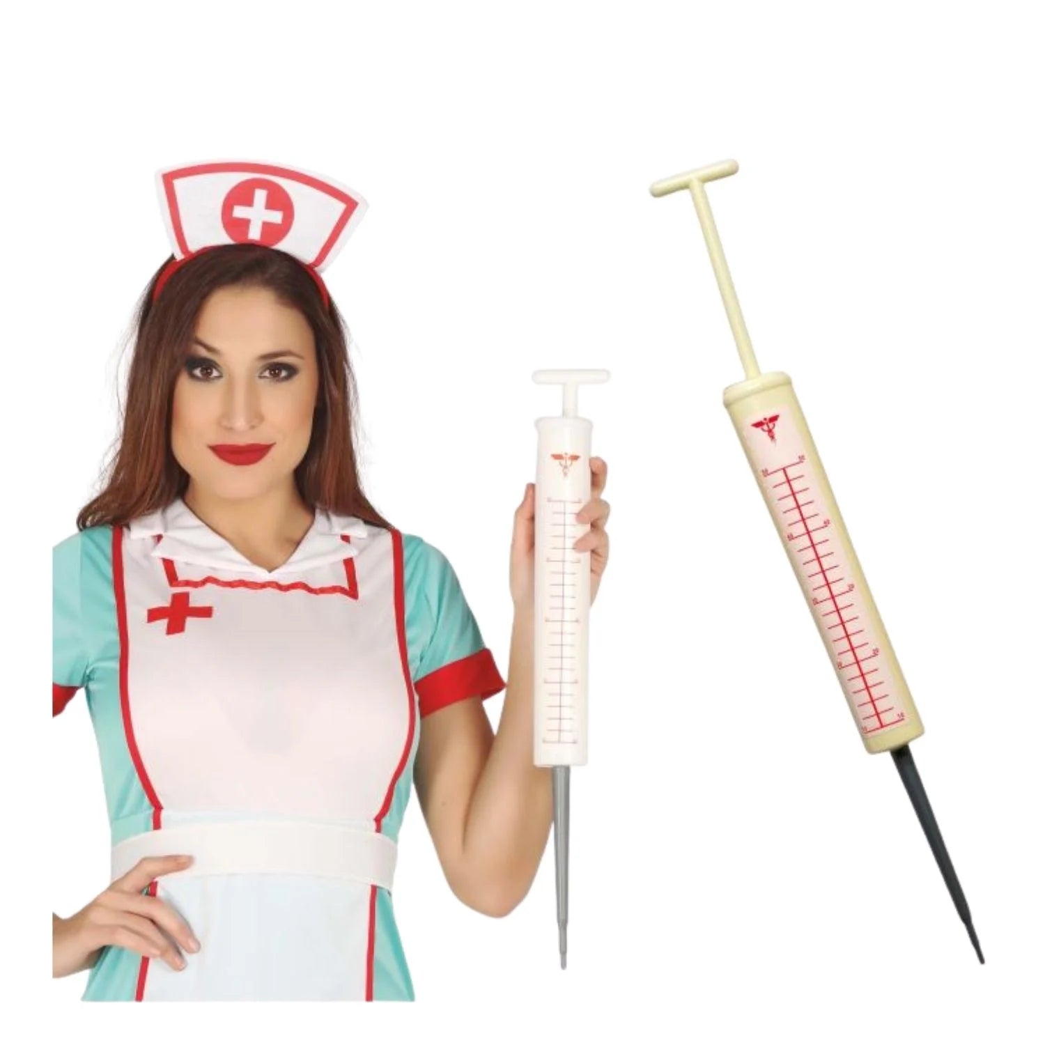 Jeringuilla gigante 52 cm accesorio médico para completar look sanitario o terror en fiestas temáticas