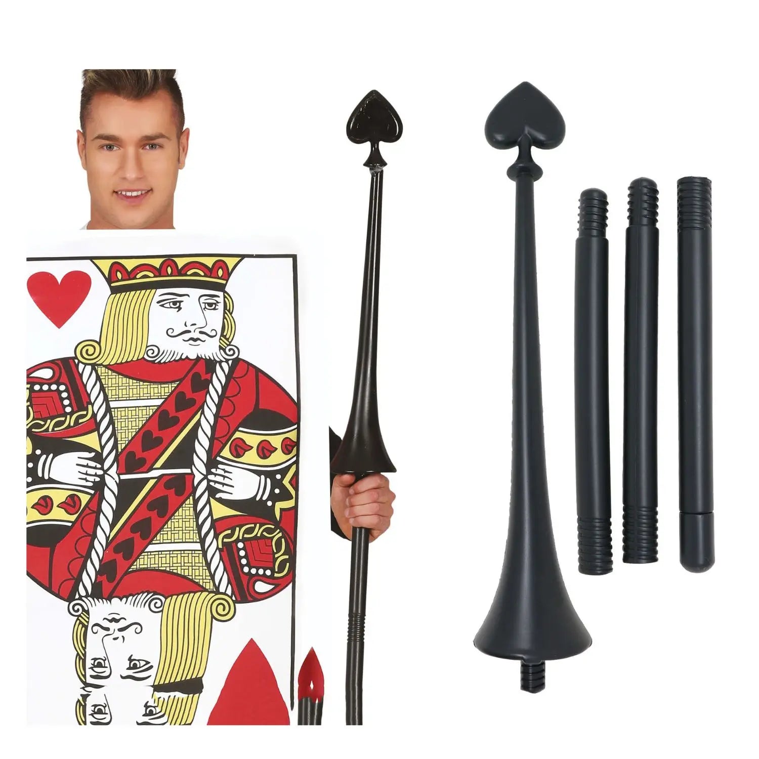 lanza negra 140 cm con punta corazon accesorio disfraz demonio guerrero