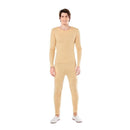Maillot beige para hombre con camiseta de manga larga y pantalón de spandex