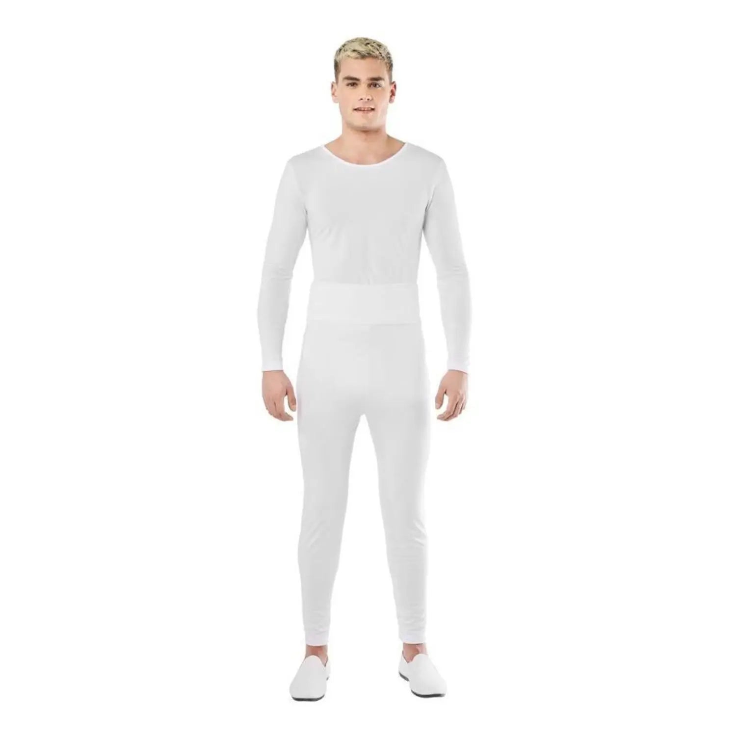 Maillot blanco para hombre con camiseta de manga larga y pantalón