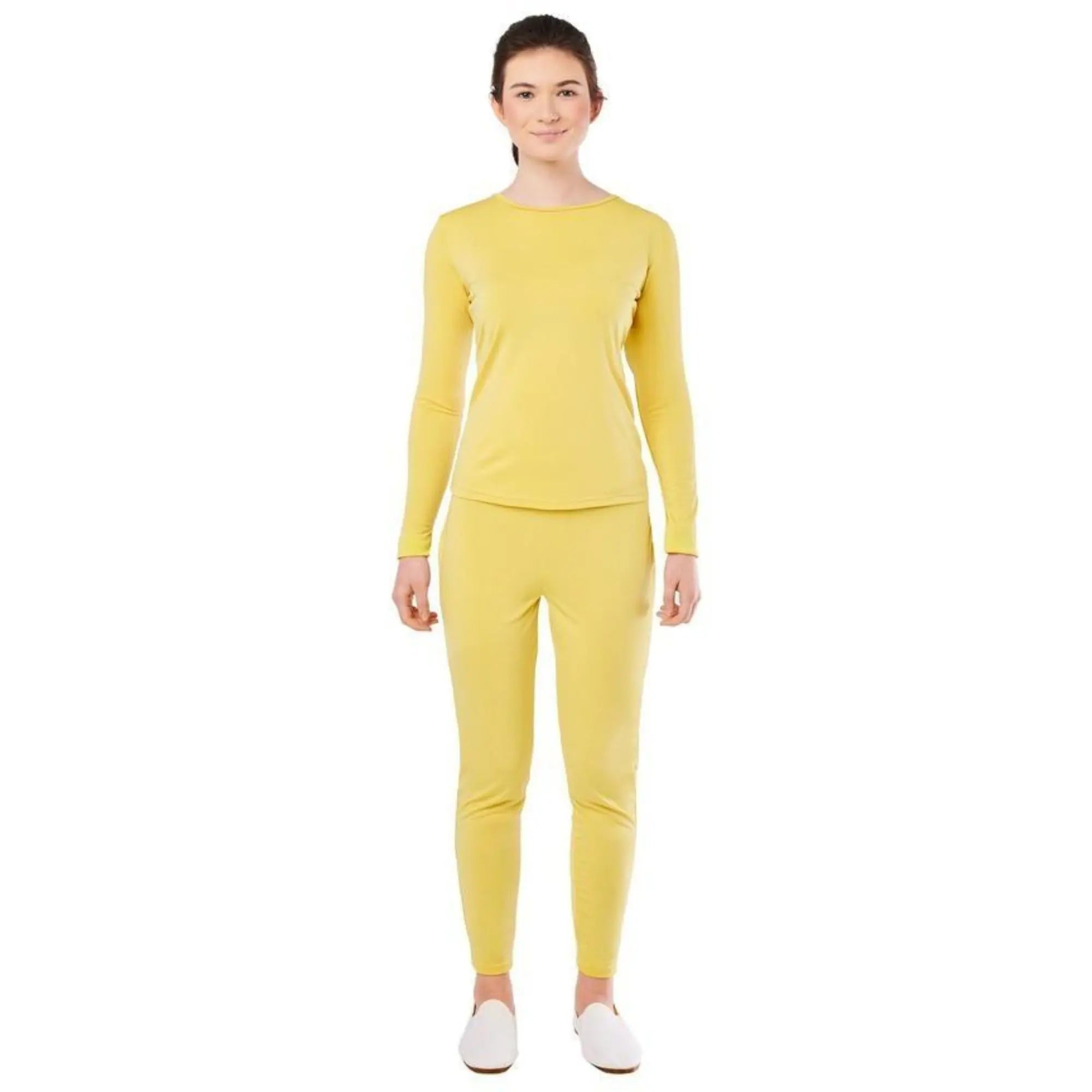 Disfraz maillot amarillo para mujer con camiseta y pantalón de spandex ideal para Carnaval y actuaciones
