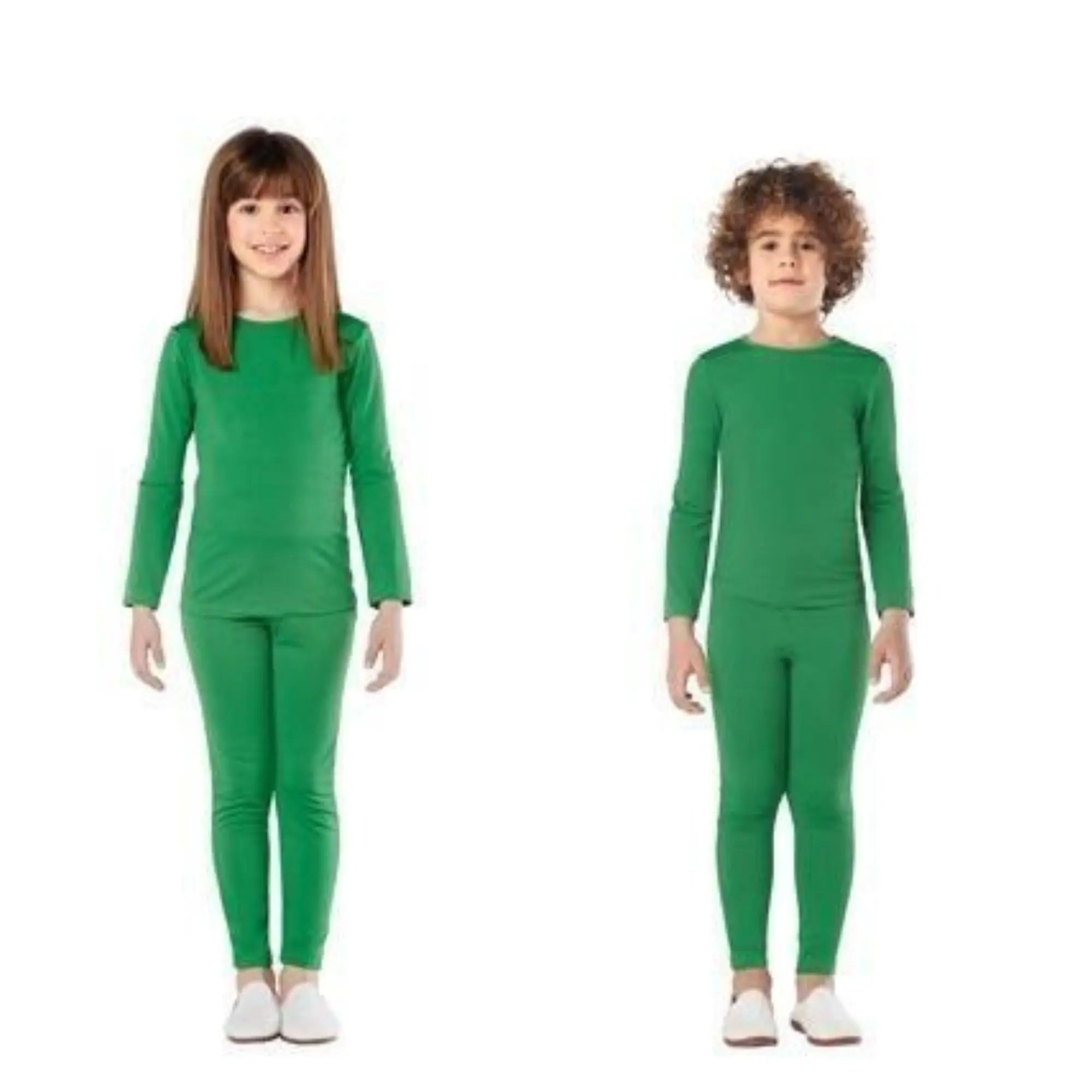 Disfraz infantil maillot verde con camiseta y pantalón de spandex para teatro y Carnaval