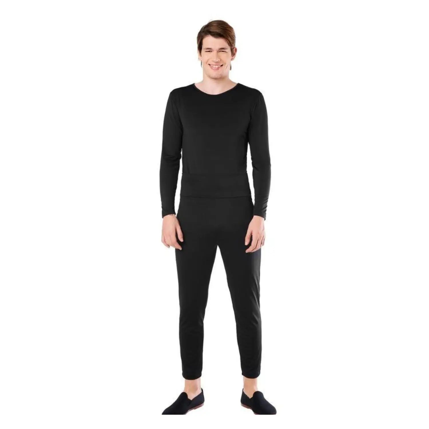 Maillot negro para hombre con camiseta de manga larga y pantalón de spandex