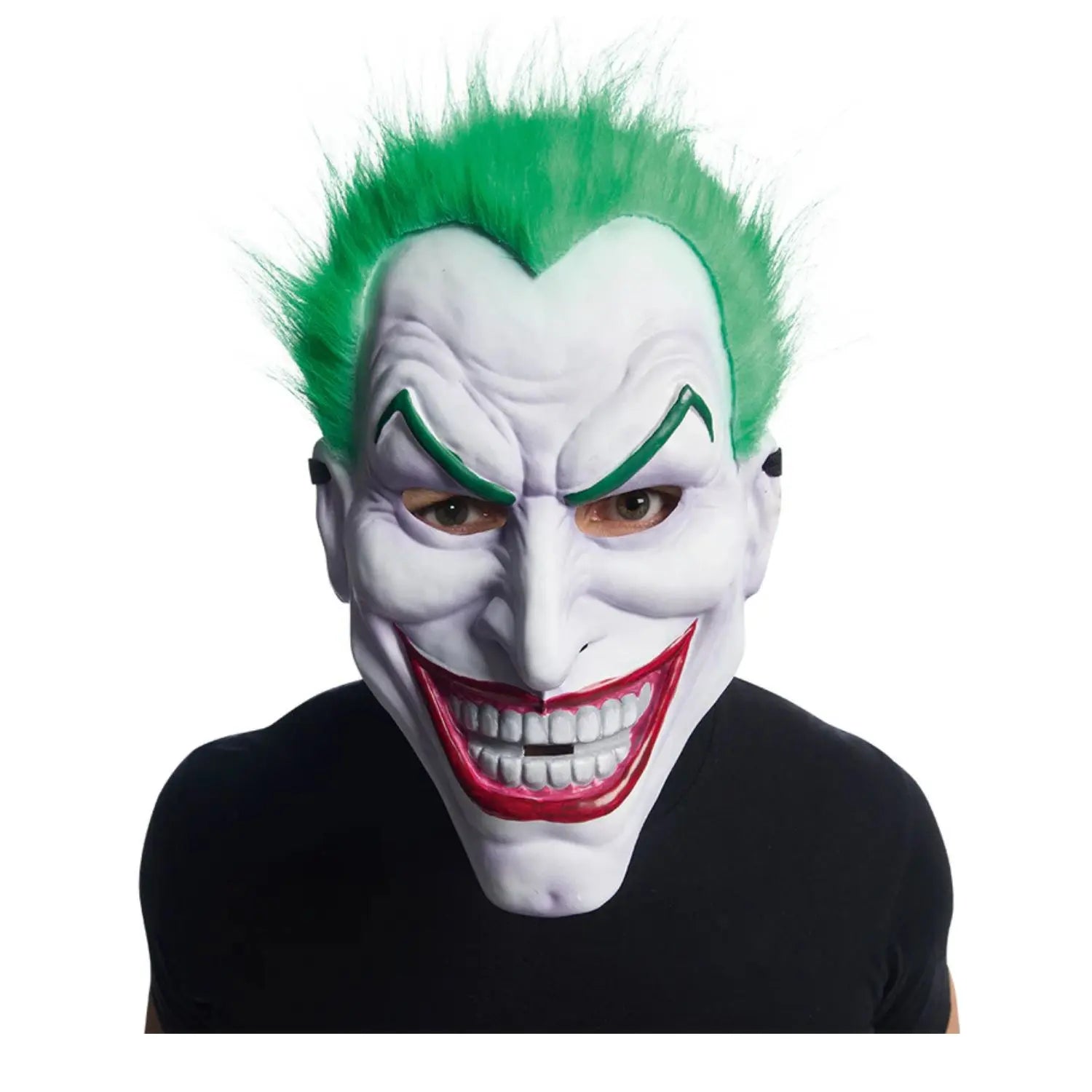 máscara estilo joker con pelo en pvc para disfraz de villano en fiestas temáticas