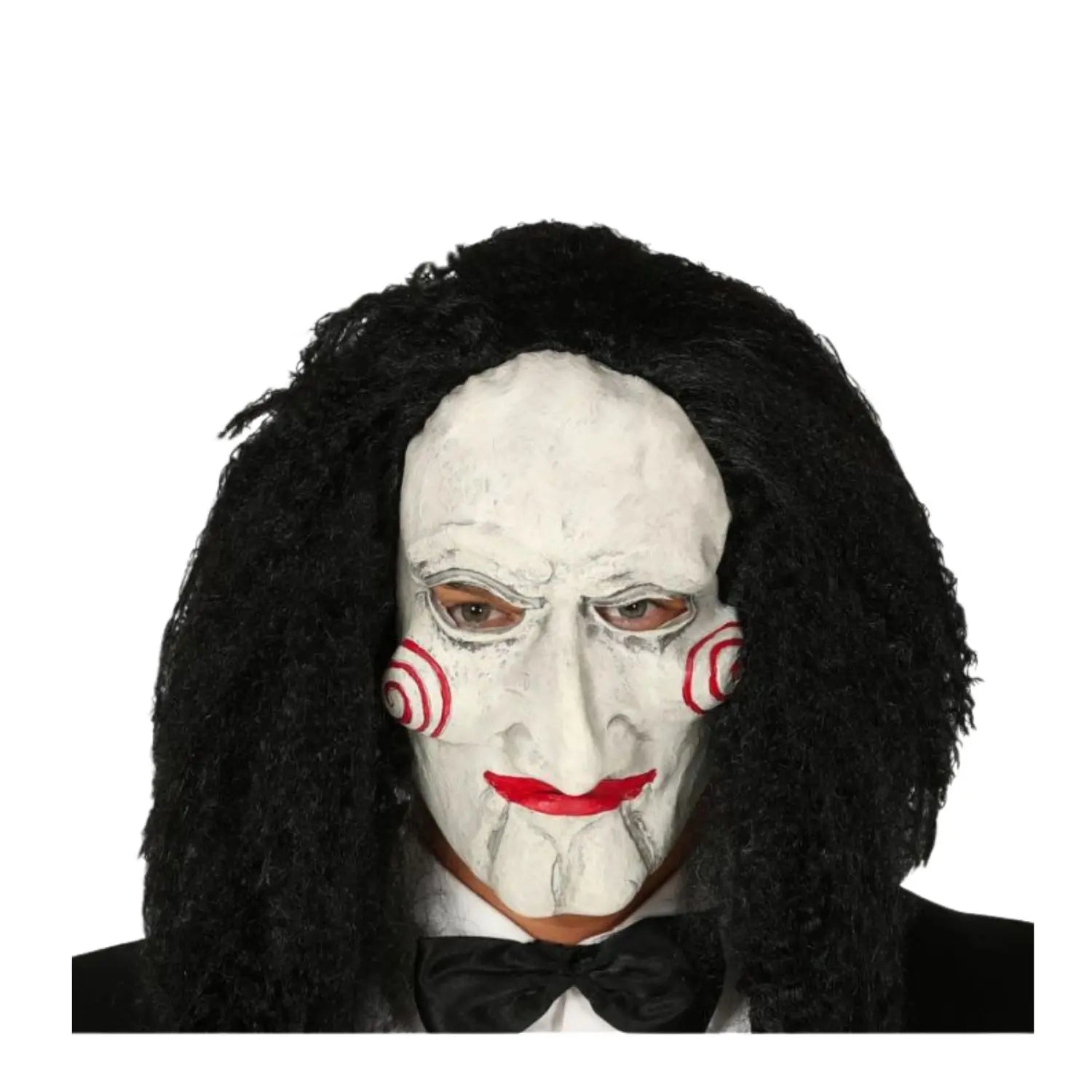 máscara de marioneta con pelo de látex para disfraz de terror en halloween