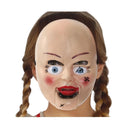 Máscara de muñeca terror infantil con ojos desalineados y efecto envejecido para Halloween