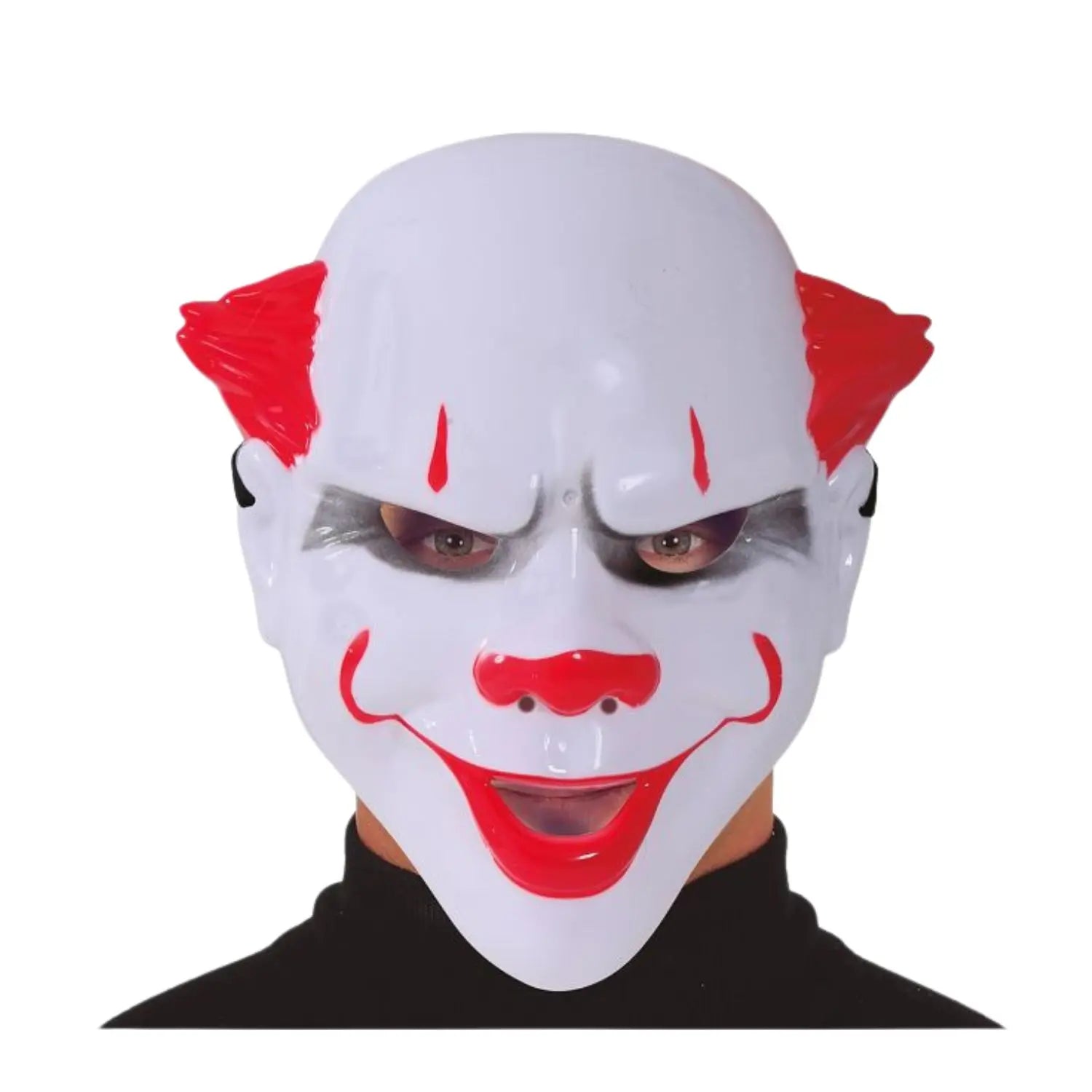 máscara de payaso asesino en pvc para disfraz de terror en halloween