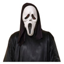 Máscara Scream blanca con capucha negra para Halloween y fiestas de terror