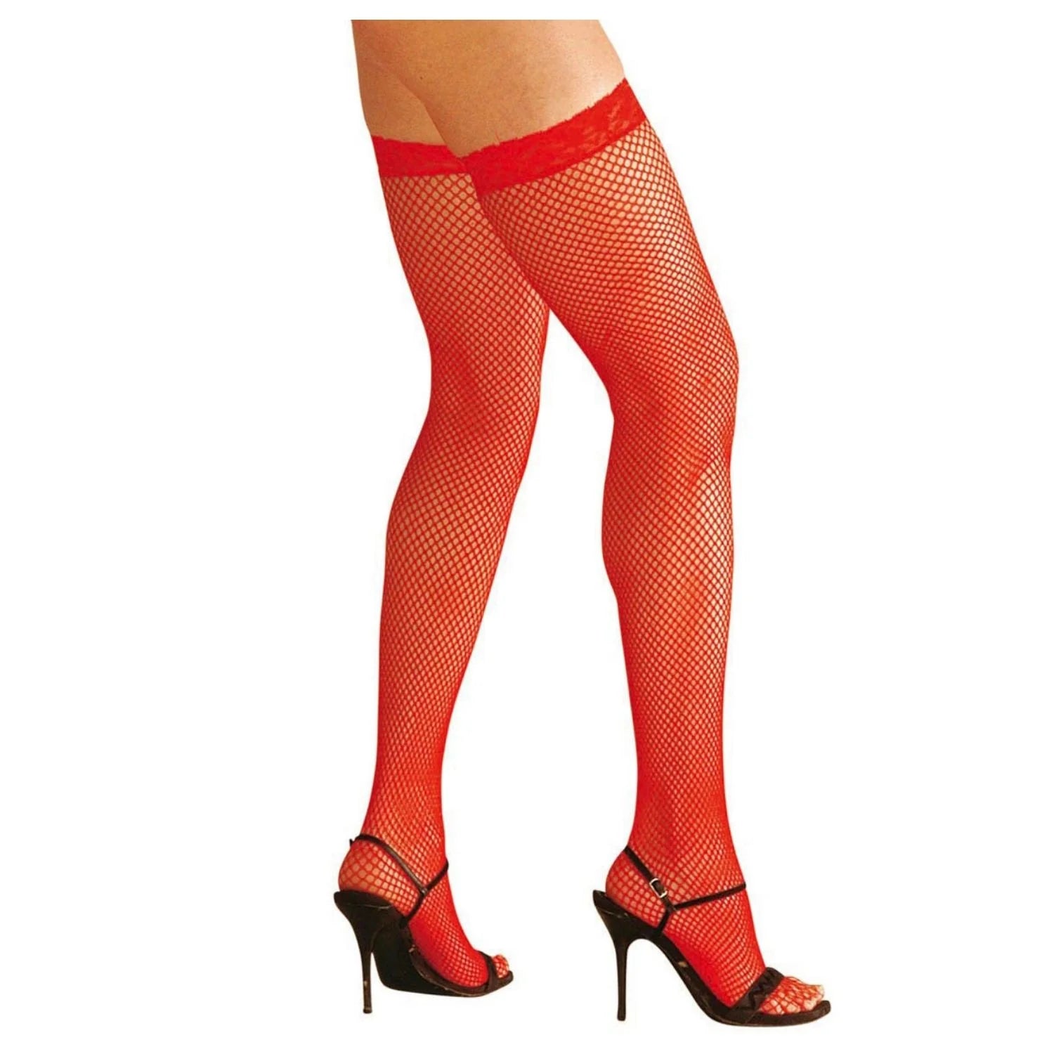 Medias red roja con blonda para disfraces de Carnaval y Halloween