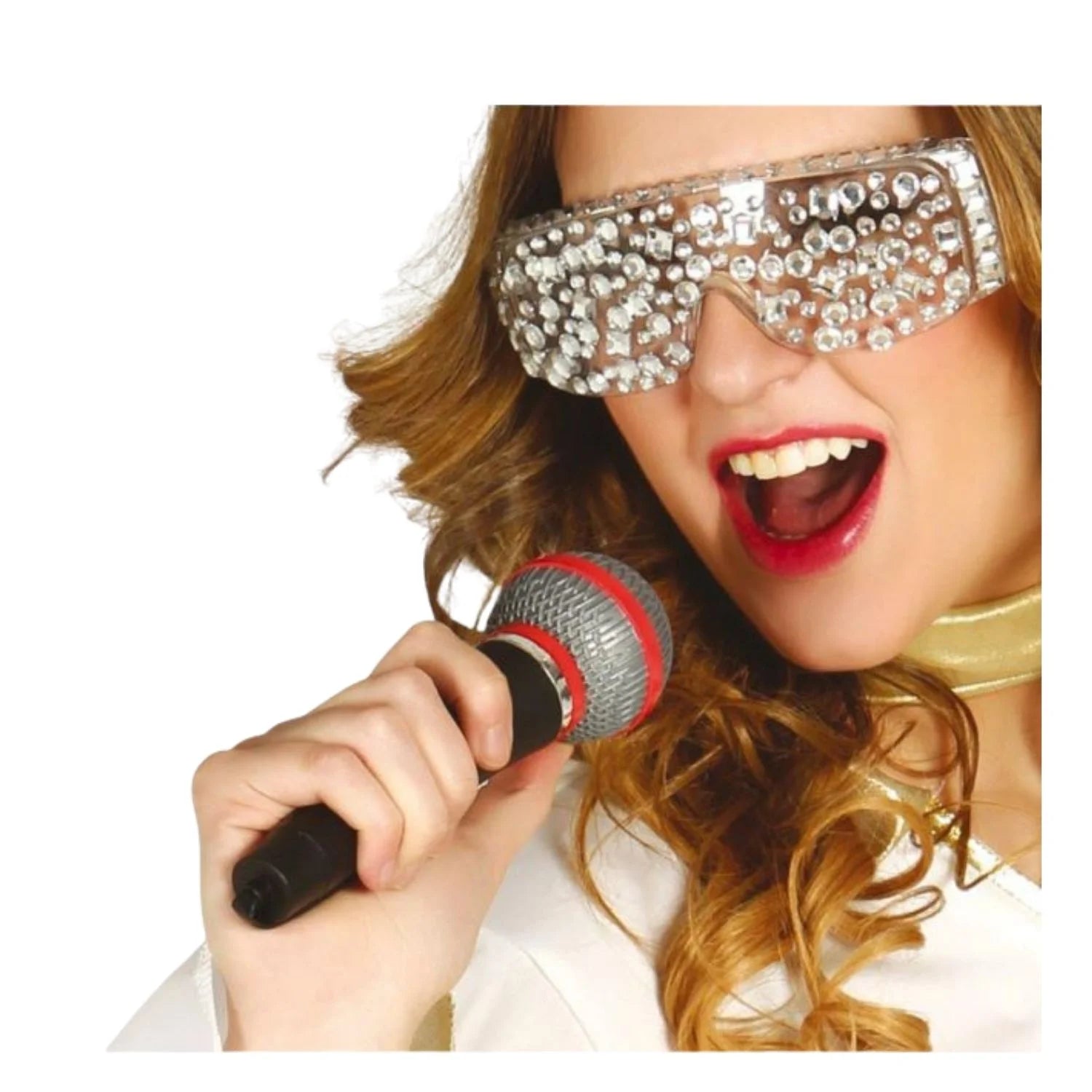 Micrófono 20 cm accesorio musical para completar look de cantante en fiestas temáticas