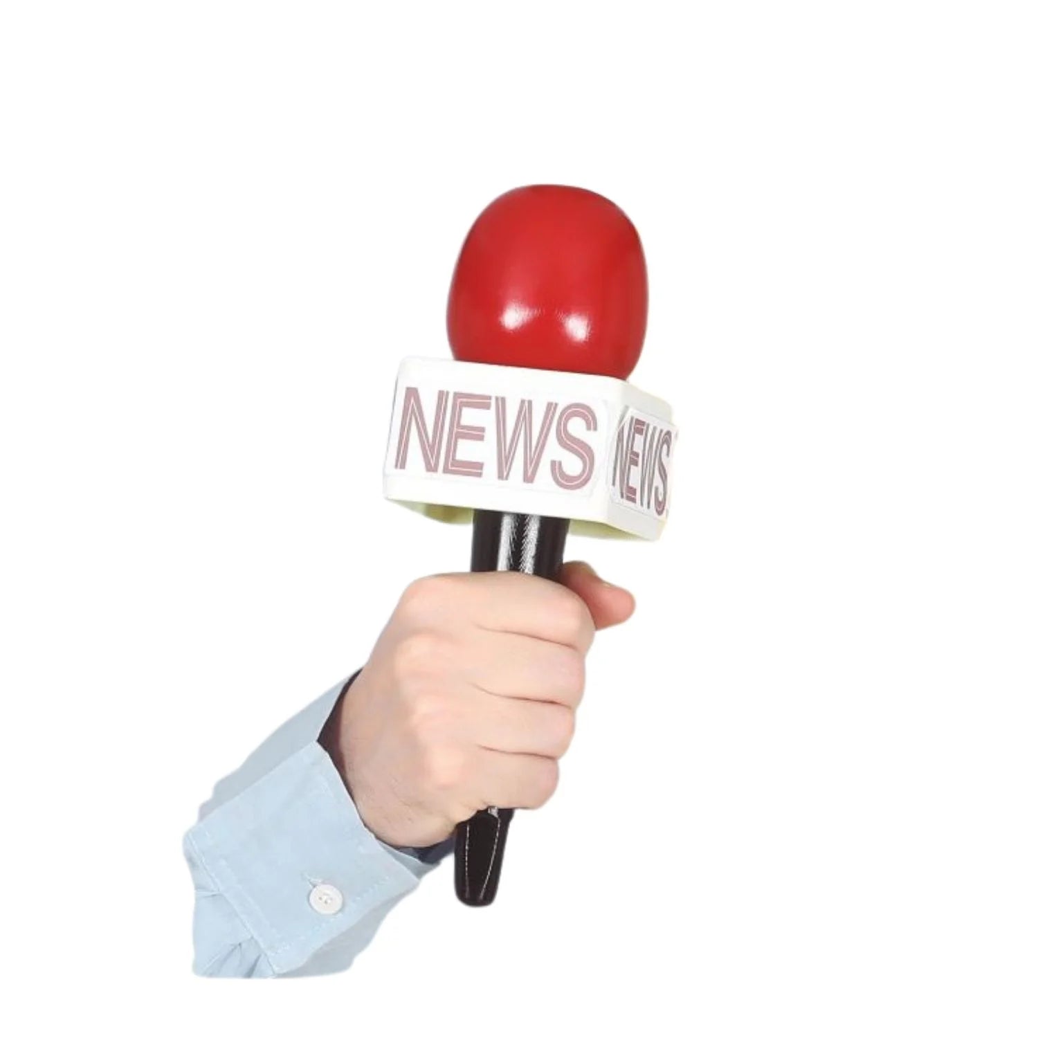 micrófono de reportero complemento para look de periodista o presentador de televisión