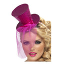 mini chistera fucsia con purpurina complemento para look de fiesta o cabaret brillante
