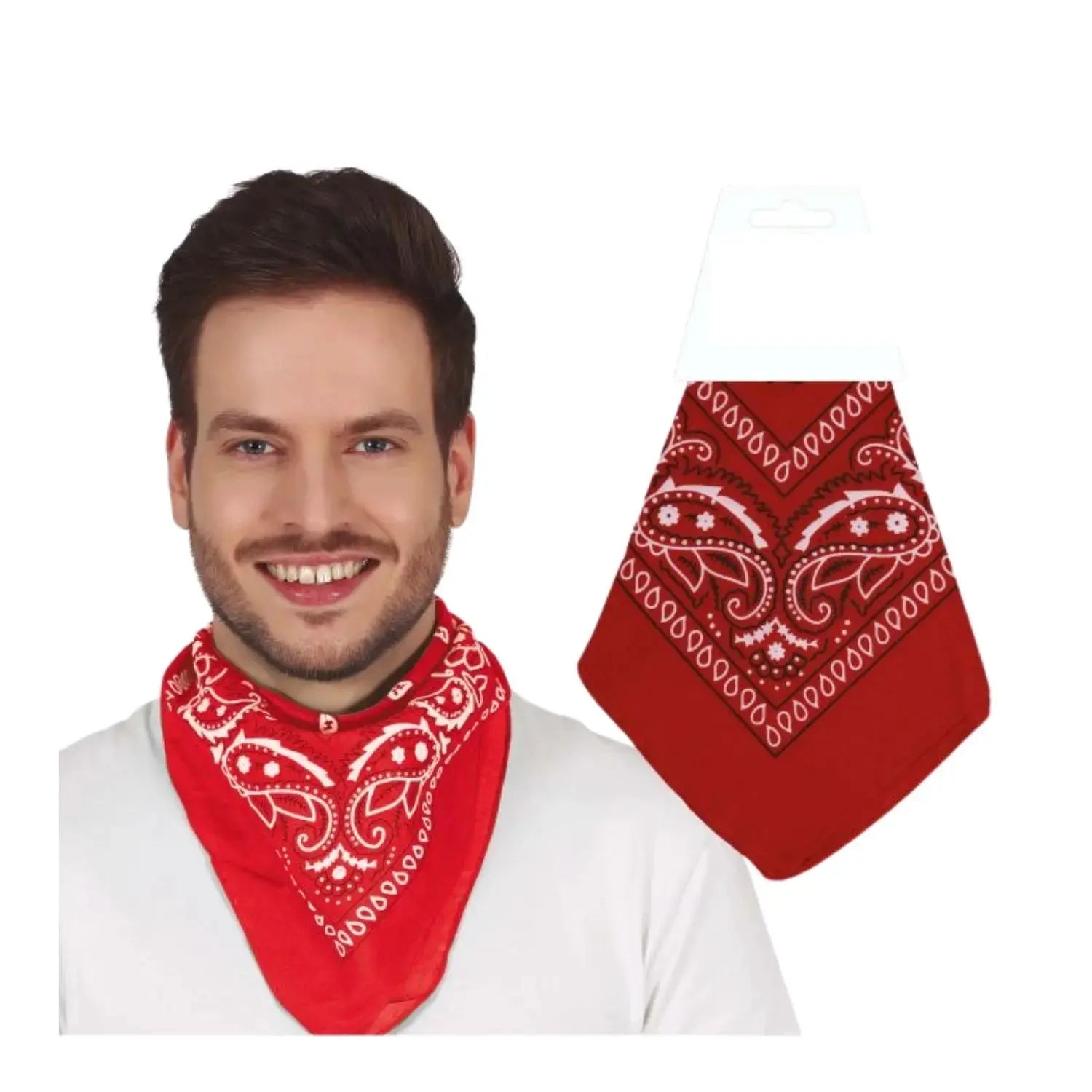 pañuelo vaquero rojo con estampado bandana complemento para look cowboy o western en fiestas temáticas