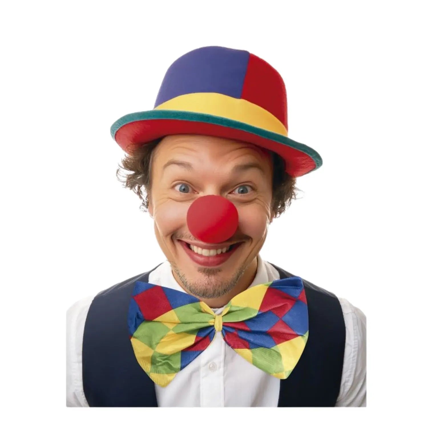 pajarita grande a cuadros multicolor complemento para look de circo o payaso