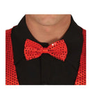 pajarita roja de lentejuelas complemento para look de fiesta o espectáculo brillante