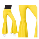 pantalón campana elástico amarillo complemento para look disco o años 70 en fiestas temáticas