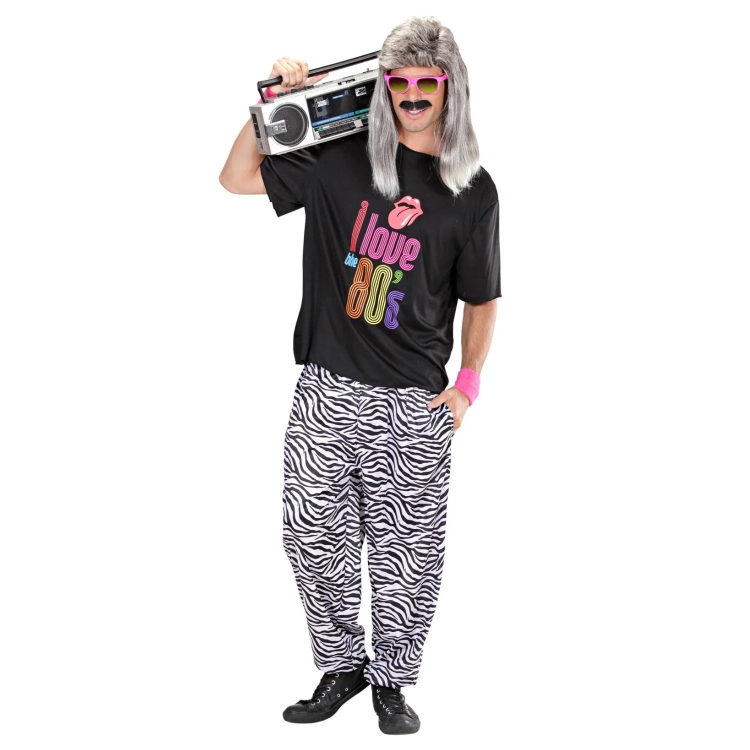Pantalones años 80 cebrados holgados con estampado de cebra retro