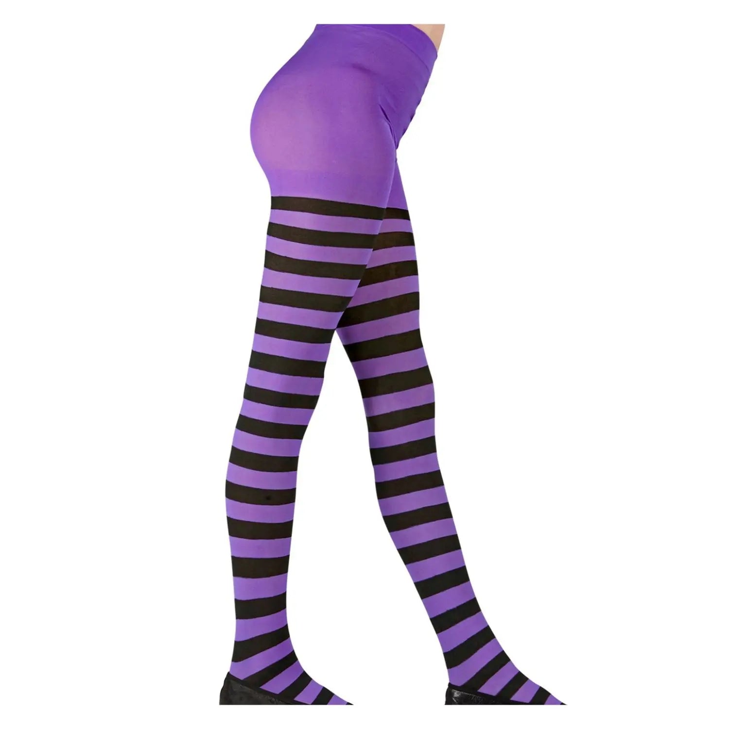 Panty infantil de rayas violeta y negro para disfraces de Halloween