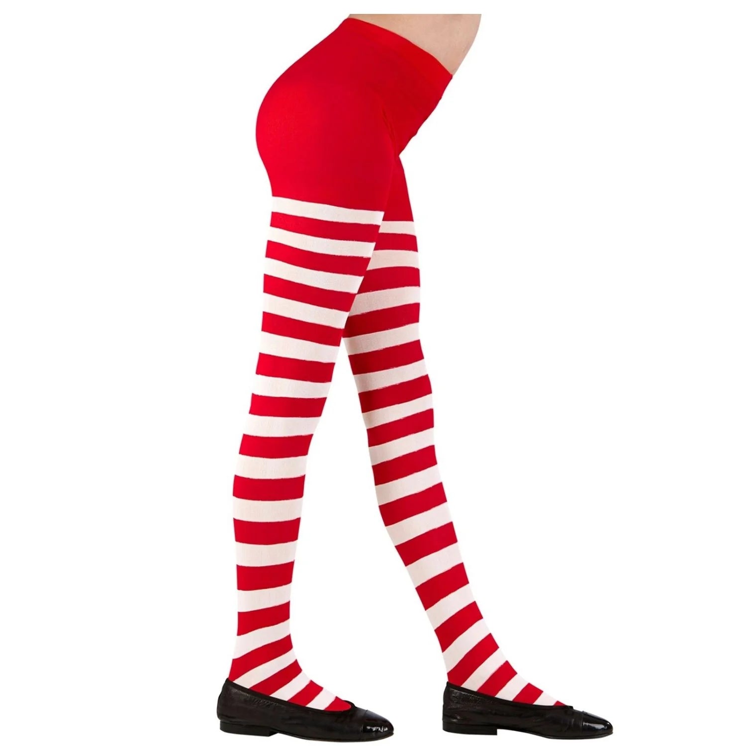 Panty infantil a rayas rojas y blancas para disfraces navideños