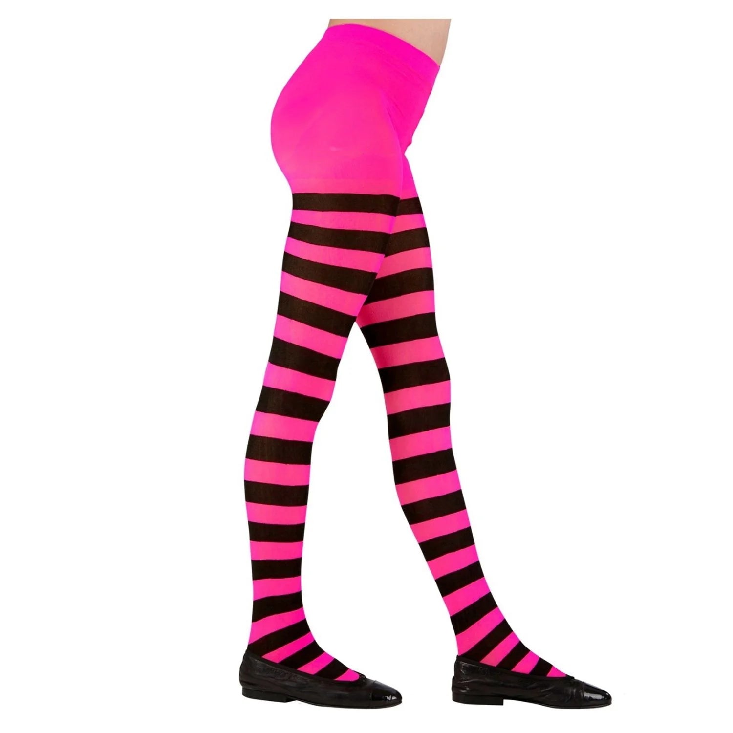 Panty infantil a rayas rosas y negras para disfraces y Halloween